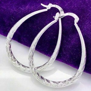 ✨18K White Gold Filled Dangle Drop Hoop Earrings